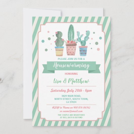 Invitation Cactus Mint Green Cacti Couples (Devant)