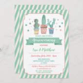 Invitation Cactus Mint Green Cacti Couples (Devant / Derrière)