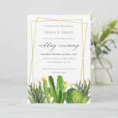 INVITATION CACTUS MODERNE JARDIN FLEURI MARIAGE D'EAU COULEUR (Debout devant)