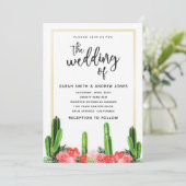 Invitation Cactus moderne, Mariage Succulent et Floral (Debout devant)