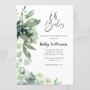 Invitation Cactus moderne minimaliste Baby shower Garçon