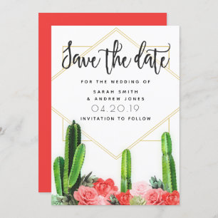 Invitation Cactus modernes, Succulent et Floral Enregistrer l