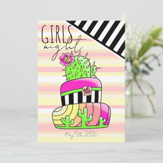 Invitation Cactus Néon (Debout devant)