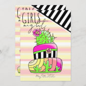 Invitation Cactus Néon (Devant / Derrière)