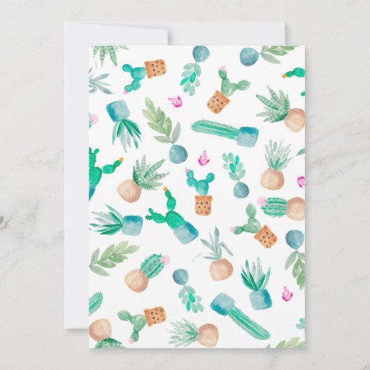 Invitation Cactus parties scintillant or aquarelle douche par (Dos)
