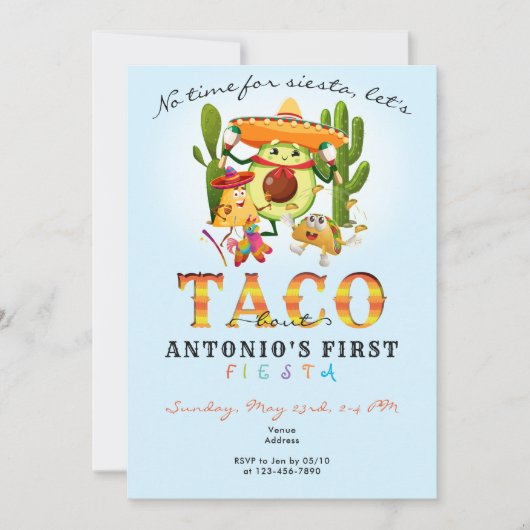 Invitation Cactus Pas De Temps Pour Siesta Premier Fiesta 1Er (Devant)