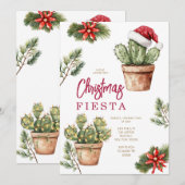 Invitation Cactus Père Noël Mexicaine Cactus Fête de Noël d'h (Devant / Derrière)