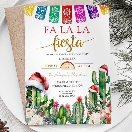 Invitation Cactus Père Noël Mexicaine Thème Fête Fête