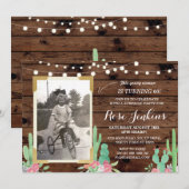 Invitation Cactus Photo Anniversaire Floral Tout âge Invitati (Devant / Derrière)