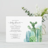 Invitation Cactus Plante Botanique Script Baby shower moderne (Debout devant)