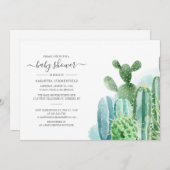 Invitation Cactus Plante Botanique Script Baby shower moderne (Devant / Derrière)