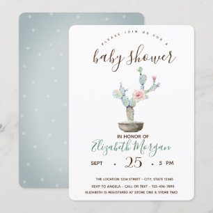 Invitation Cactus Plantes Grasses Points Baby Shower