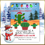 Invitation Cactus Rêve De Noël Blanc<br><div class="desc">Une invitation à la fête de Noël avec un cactus rêvant d'un Noël blanc portant un chapeau de Père Noël,  au milieu du désert. Les lumières de Noël donnent à cet invitation une ambiance festive et amusante.</div>