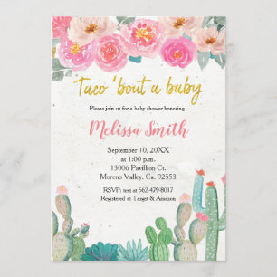 Invitation Cactus rose Baby shower floral Taco Bout Baby
