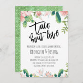 Invitation Cactus Rose Fête de Couple 'Taco 'bout Love' (Devant / Derrière)