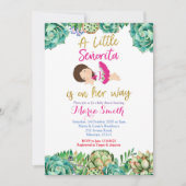 Invitation Cactus rose Fiesta Baby Senorita Baby shower (Devant)