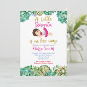 Invitation Cactus rose Fiesta Baby Senorita Baby shower (Debout devant)