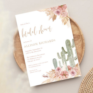 Invitation Cactus rose floral boho bohème de la nuptiale