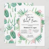 Invitation Cactus rose géométrique Taco Bout Love Fête des ma (Devant / Derrière)