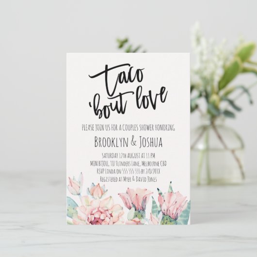 Invitation Cactus Rose Moderne Taco 'bout Love Couple Shower (Debout devant)