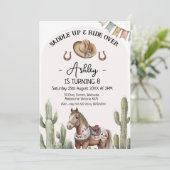 Invitation Cactus Rustique moderne Saddup Cheval Anniversaire (Debout devant)