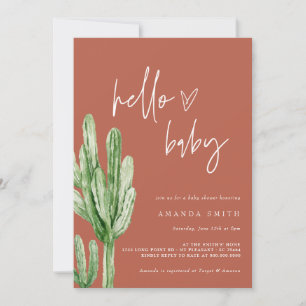 Invitation Cactus Sexe Désert Neutre Bonjour Baby shower Inv