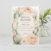 Invitation Cactus shower de mariage, fleurs bohèmes (Debout devant)