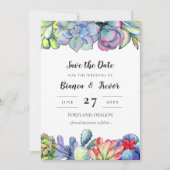 Invitation Cactus succulent aquarelle Save the date (Devant)