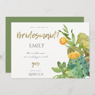 INVITATION CACTUS SUCCULENT COULEUR D'EAU FLORALE BRIDESMAID