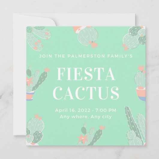 Invitation Cactus succulent de fiesta personnalisable modifia (Devant)