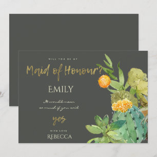 INVITATION CACTUS SUCCULENT FLEUR AQUARELLE DEMOISELLE D'HONN