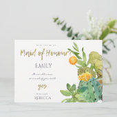 INVITATION CACTUS SUCCULENT FLEUR AQUARELLE DEMOISELLE D'HONN (Debout devant)