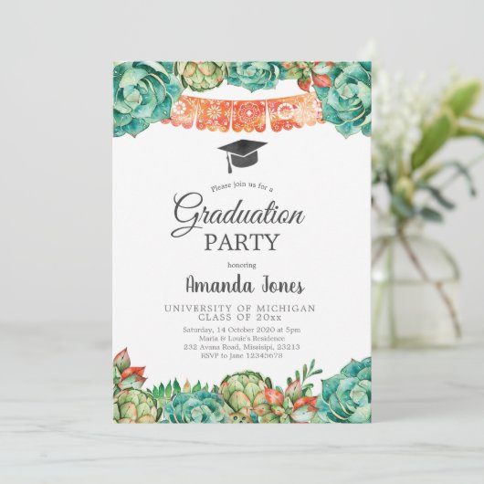 Invitation Cactus Succulent Graduation Party (Debout devant)