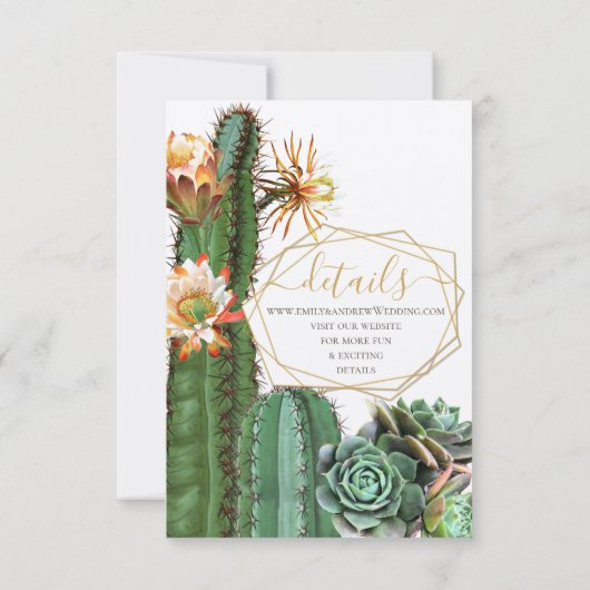 Invitation Cactus Succulent Mariage de verdure (Dos)