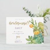 Invitation CACTUS SUCCULENTE FLEUR Aquarelle DEMOISELLE D'HON (Debout devant)