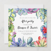 Invitation Cactus & succulents aquarelle mariage après la fêt (Devant)