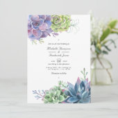 Invitation Cactus succulents code QR mariage aquarelle (Debout devant)