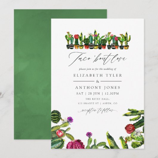 Invitation Cactus Succulents Fiesta Mariage (Devant / Derrière)