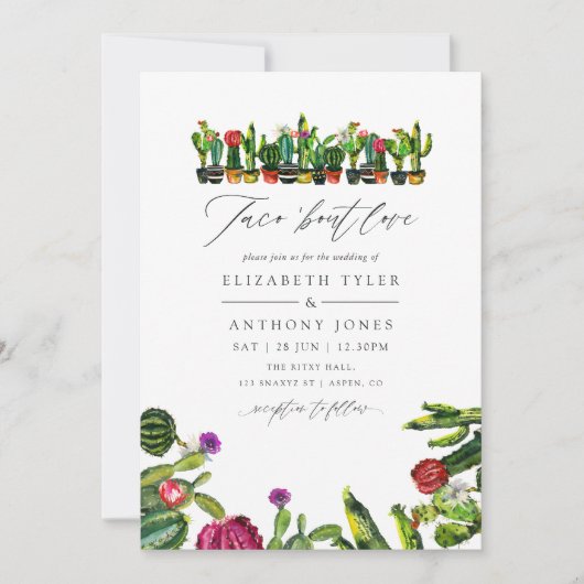 Invitation Cactus Succulents Mariage Fiesta (Devant)