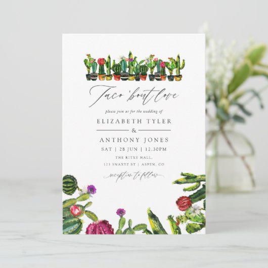 Invitation Cactus Succulents Mariage Fiesta (Debout devant)