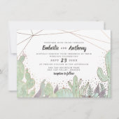 Invitation Cactus & Succulents Terrarium géométrique Mariage (Devant)