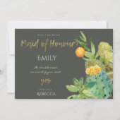 INVITATION CACTUS SUCCULTE COULEUR D'EAU FLORALE MAIN D'HONNE (Devant)