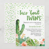 Invitation Cactus Taco 'Bout Twins Fiesta Baby shower (Devant / Derrière)