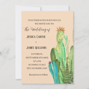 Invitation Cactus Terracotta Désert Mexique Aquarelle Mariage