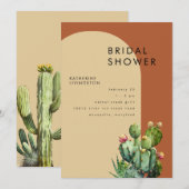 Invitation Cactus Terracotta Fête des mariées géométrique II (Devant / Derrière)