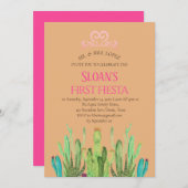Invitation Cactus Tiara Première Fiesta Rose Anniversaire mod (Devant / Derrière)
