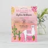 Invitation Cactus | Toute Llama Fun Girl 1er Anniversaire fêt (Debout devant)