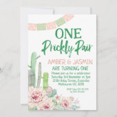 Invitation Cactus Twins One Prickly Pair Anniversaire Invitat (Devant)