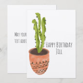 Invitation Cactus végétal en terre cuite dessiné à la main po (Devant / Derrière)