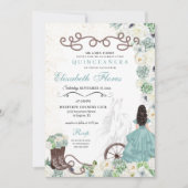 Invitation Cactus vert menthe Western Charro Horse Quinceañer (Devant)